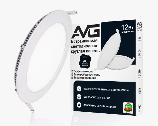 სურათი მრგვალი ჩაღრმავებული პანელი 12W-4K