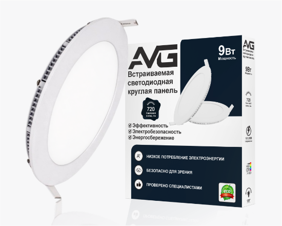 სურათი მრგვალი ჩაღრმავებული პანელი 9W-4K