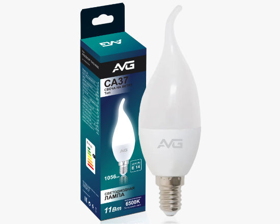 სურათი AVG ნათურა CA37-11W-E14-6K სანთლის ფორმა