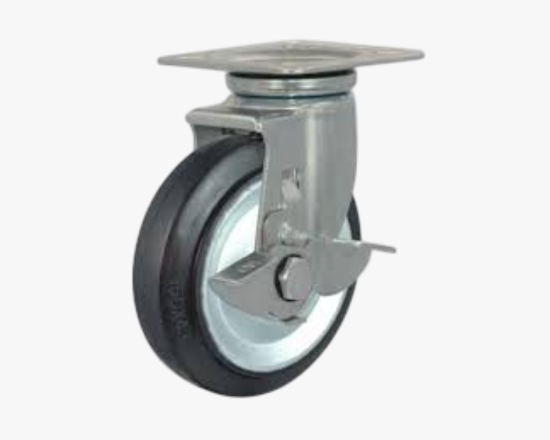 სურათი 93N-125STB-RB 5' რეზინის ბორბალი სამრეწველო ბორბლის საკეტით