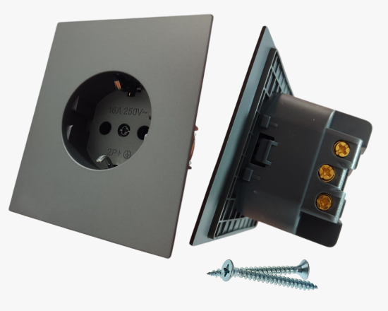 სურათი CC-PJ-08 2P socket with grounding grey